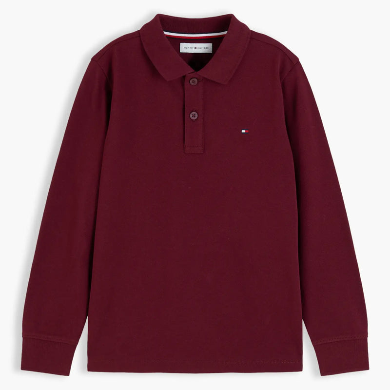 Tommy Hilfiger boy's burgundy long sleeve polo shirt - kb09664.