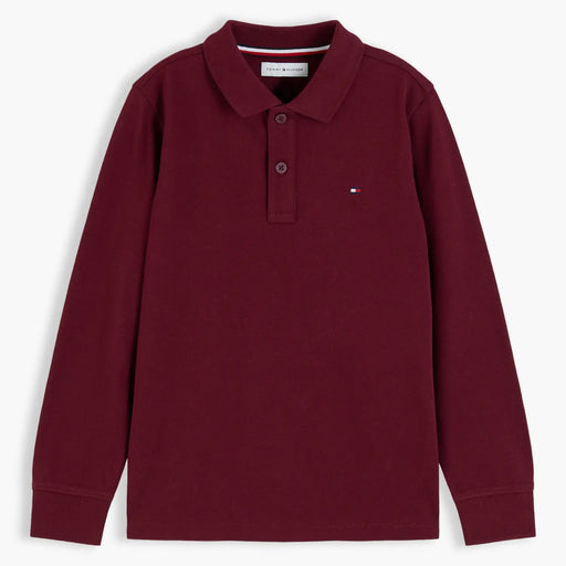 Tommy Hilfiger boy's burgundy long sleeve polo shirt - kb09664.