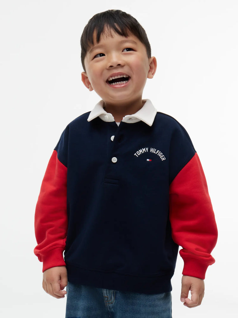 Closer look at the Tommy Hilfiger long sleeve rugby shirt.