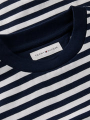 Closer view of the Tommy Hilfiger long sleeve striped t-shirt.