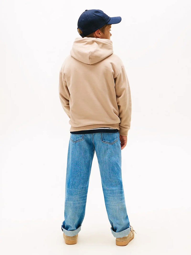 Back of the Tommy Hilfiger tan mini logo hoodie.