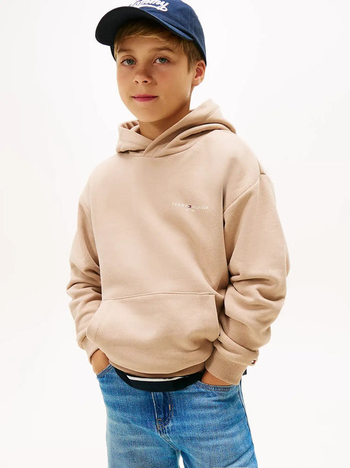 Closer view of the Tommy Hilfiger mini logo hoodie.