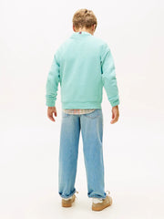 Rear view of the Tommy Hilfiger mini logo sweatshirt.