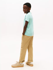 Rear view of the Tommy Hilfiger green mini logo t-shirt.