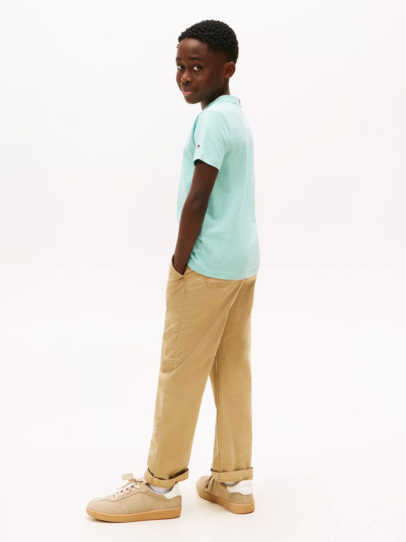 Rear view of the Tommy Hilfiger green mini logo t-shirt.