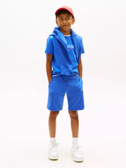 Boy wearing the Tommy Hilfiger monogram logo t-shirt.