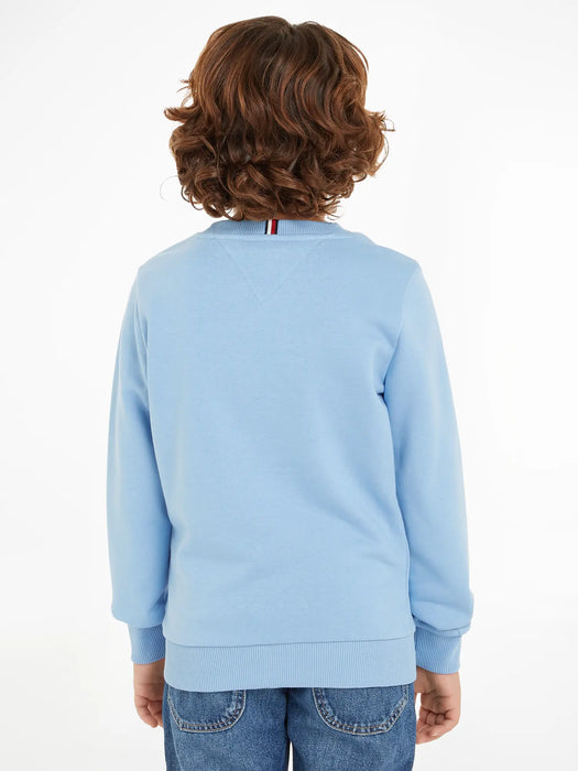 Back of the Tommy Hilfiger blue monotype sweatshirt.