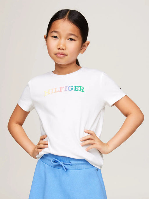 Tommy Hilfiger girl's white monotype t-shirt - kg07851.