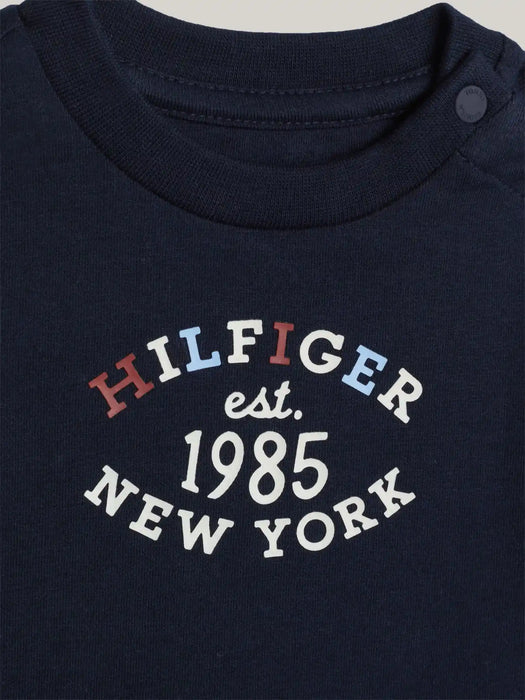 Closer view of the Tommy Hilfiger monotype t-shirt.