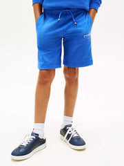 Closer look at the Tommy Hilfiger monotype track shorts.