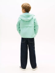 Back of the Tommy Hilfiger green padded jacket.