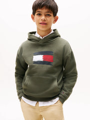 Closer view of the Tommy Hilfiger painted flag hoodie.