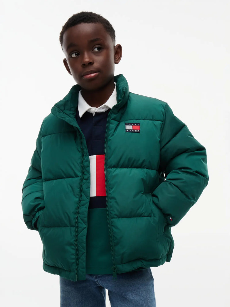 Closer look at the Tommy Hilfiger puffer jacket.