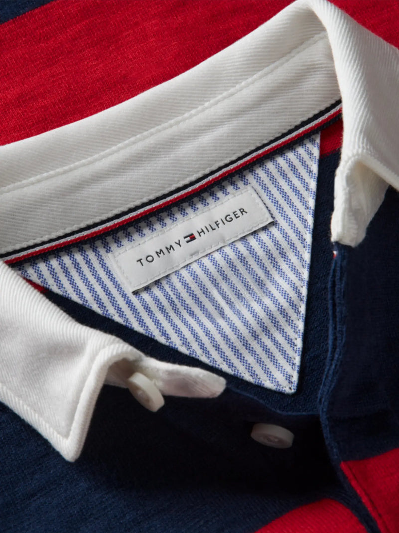 Tommy Hilfiger rugby shirt with contrasting white collar.
