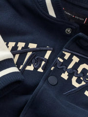Tommy Hilfiger navy jacket with embroidered logo.