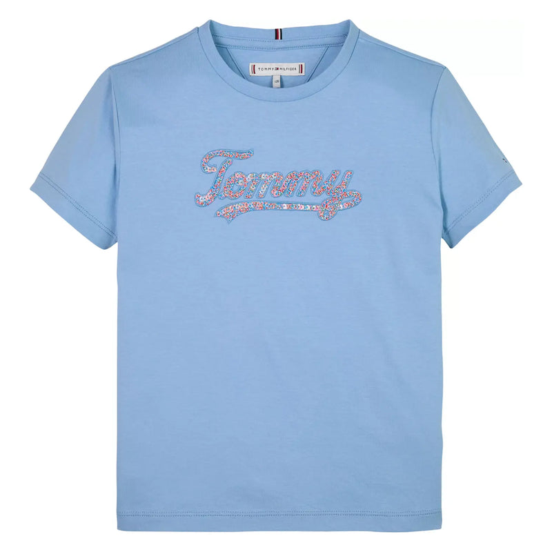 Tommy Hilfiger blue sequin logo t-shirt - kg08637.