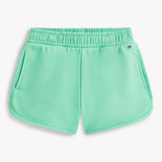 Girl's tropical green track shorts.