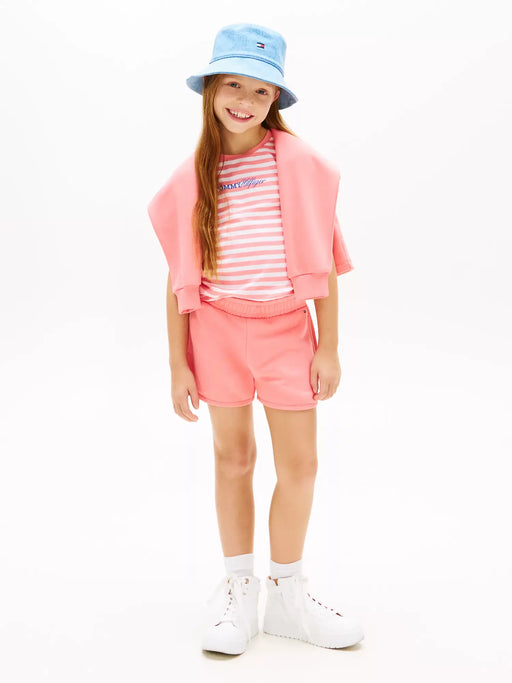 Smiling Girl modelling the Tommy Hilfiger shorts set.