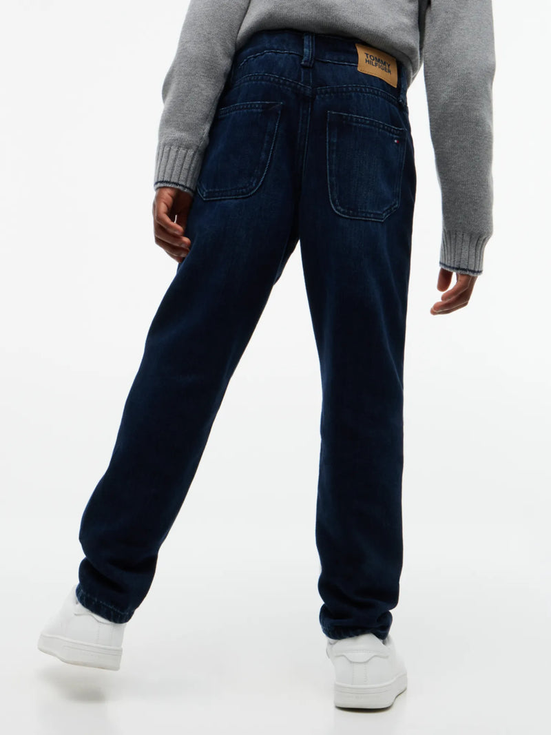 Rear view of the Tommy Hilfiger straight leg jeans.