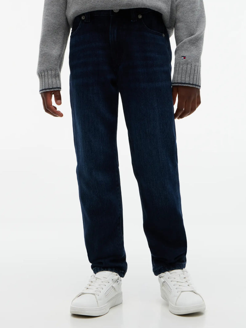 Closer view of the Tommy Hilfiger straight leg jeans.