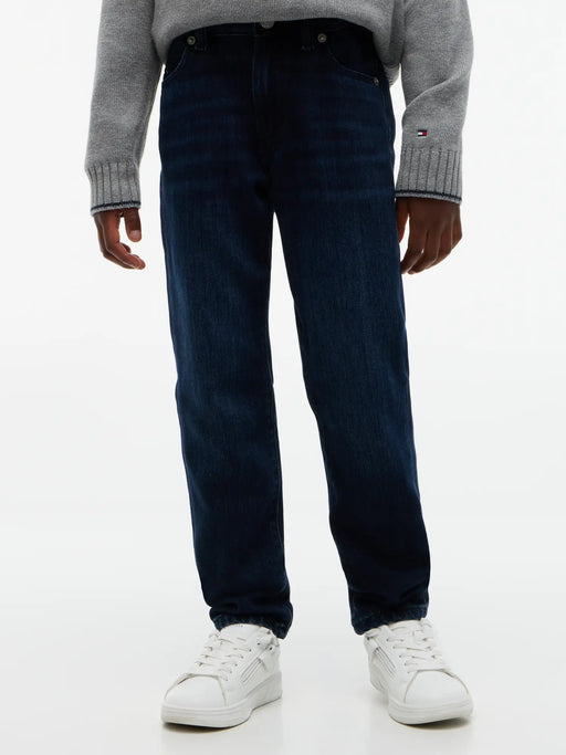 Closer view of the Tommy Hilfiger straight leg jeans.