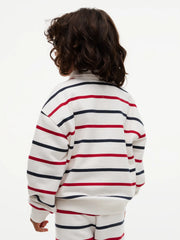 Back of the Tommy Hilfiger white striped rugby shirt.