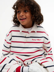 Closer view of the Tommy Hilfiger striped rugby shirt.
