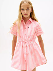 Closer view of the Tommy Hilfiger striped shirt dress.