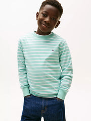 Closer view of the Tommy Hilfiger striped t-shirt.