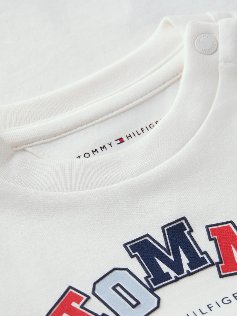 Closer look at the Tommy Hilfiger white t-shirt.