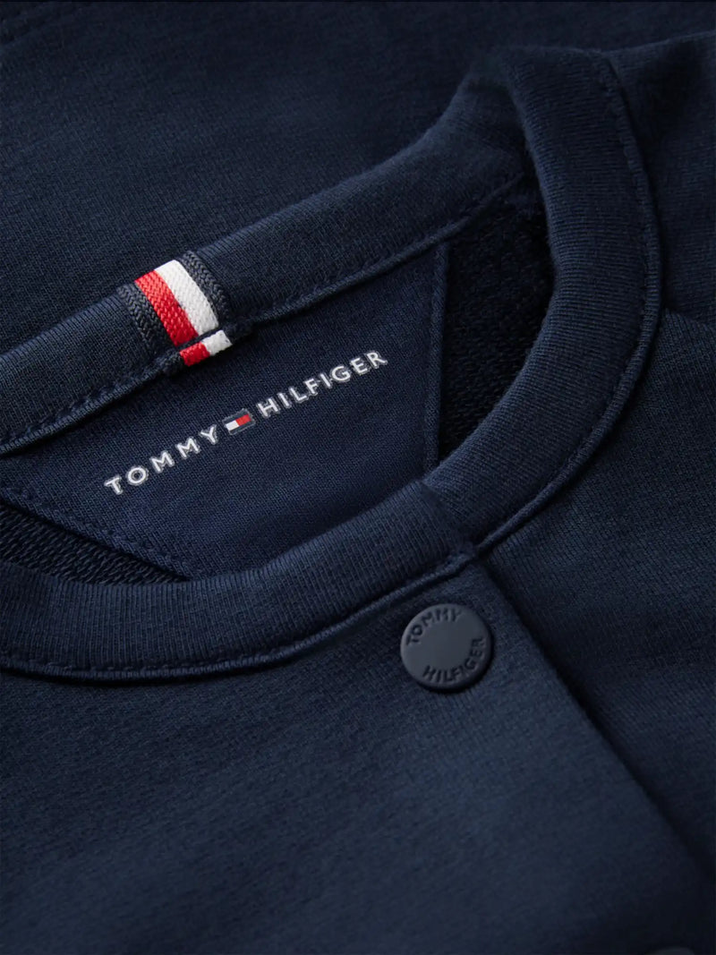 Closer view of the Tommy Hilfiger navy t-shirt.