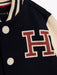 Closer look at the Tommy Hilfiger varsity bomber jacket.