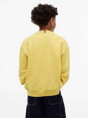 Back of the Tommy Hilfiger yellow varsity sweatshirt.