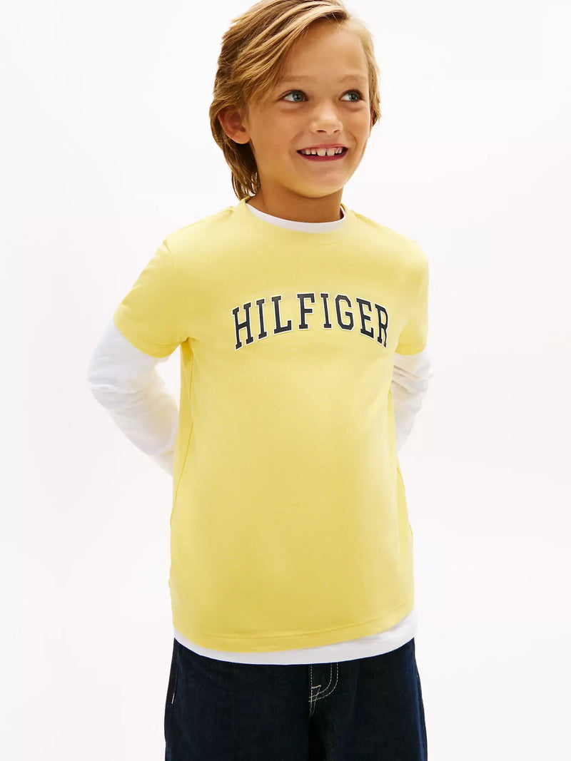 Closer look at the Tommy Hilfiger varsity t-shirt.