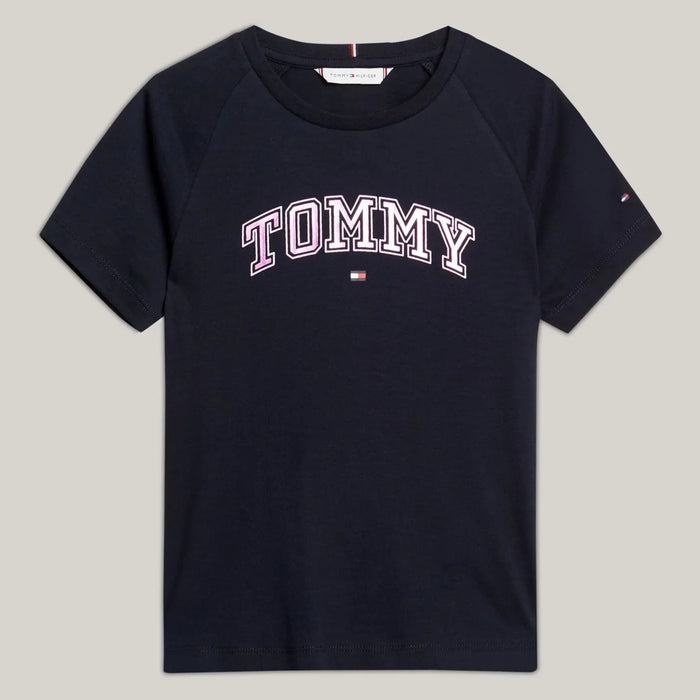 Tommy Hilfiger girl's navy varsity t-shirt - kg08064.