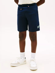 Closer look at the Tommy Hilfiger varsity track shorts.