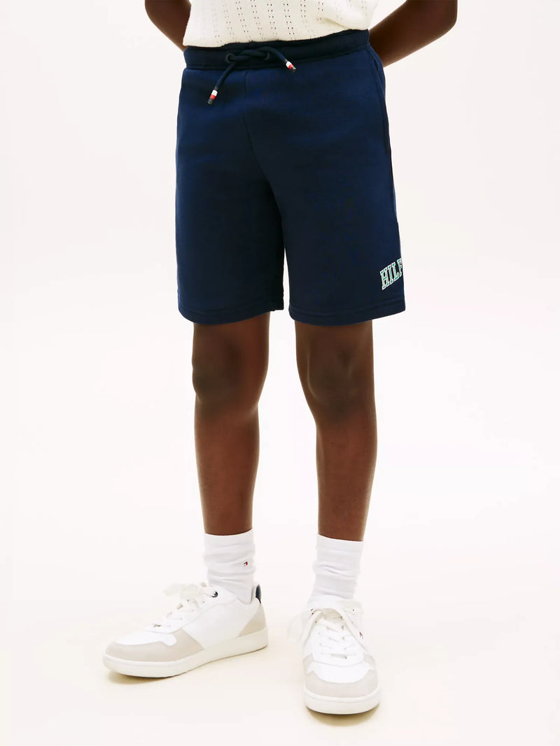 Closer look at the Tommy Hilfiger varsity track shorts.