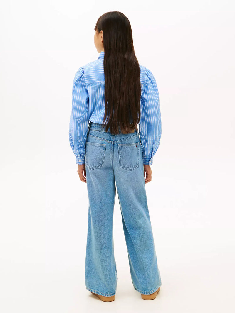 Rear view of the Tommy Hilfiger wide leg jeans.