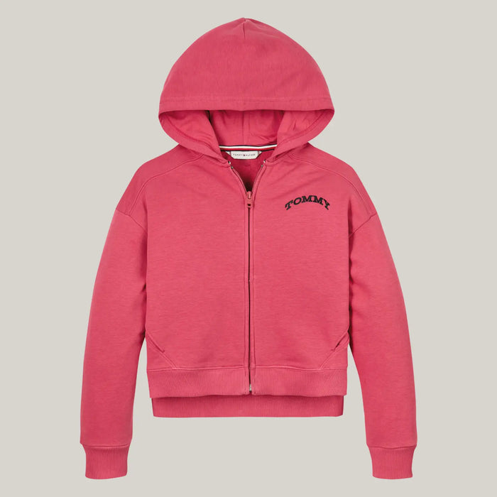 Tommy Hilfiger girl's pink zip up hoodie - kg08193.