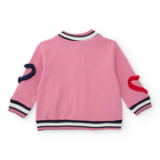 Rear view of the Tuc Tuc pink bomber jacket.