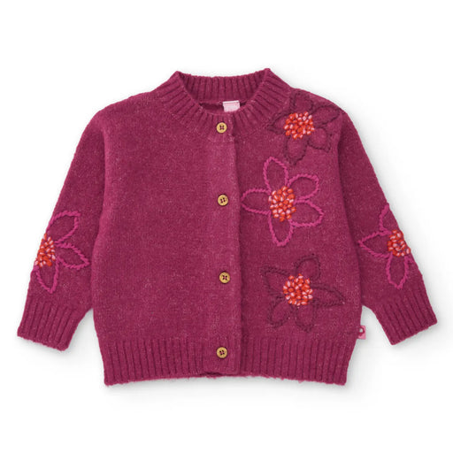 Tuc Tuc girl's burgundy cardigan - 11419781.