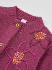 Tuc Tuc cardigan with chunky embroidered flowers.