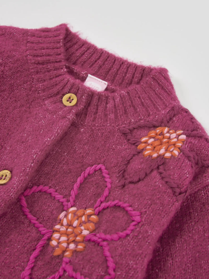 Tuc Tuc cardigan with chunky embroidered flowers.