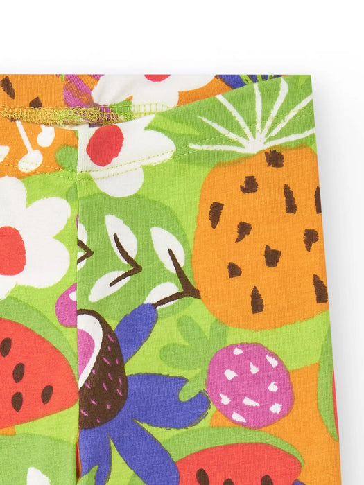 Tuc Tuc leggings with pattern of tropical flowers and fruits.