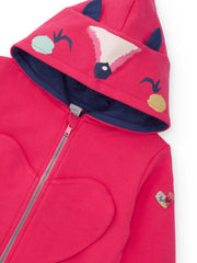 Tuc Tuc heart hoodie with cute ears on the hood.