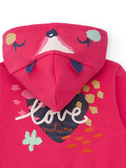 Closer view of the Tuc Tuc heart hoodie.