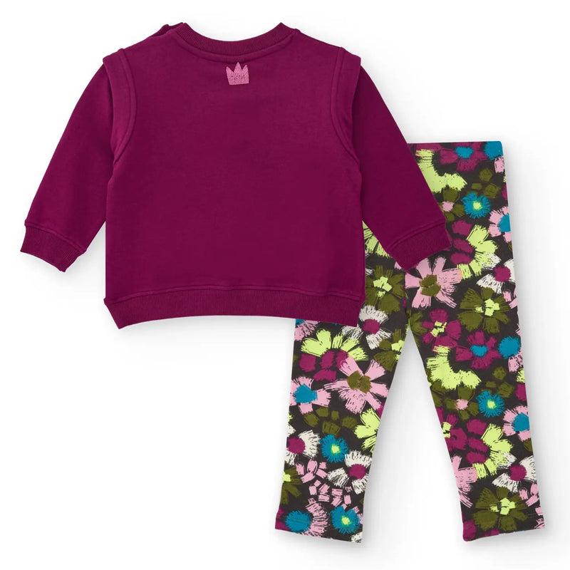 Back of the Tuc Tuc burgundy printed leggings set.