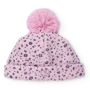 Rear view of the Tuc Tuc pink leopard print bobble hat.