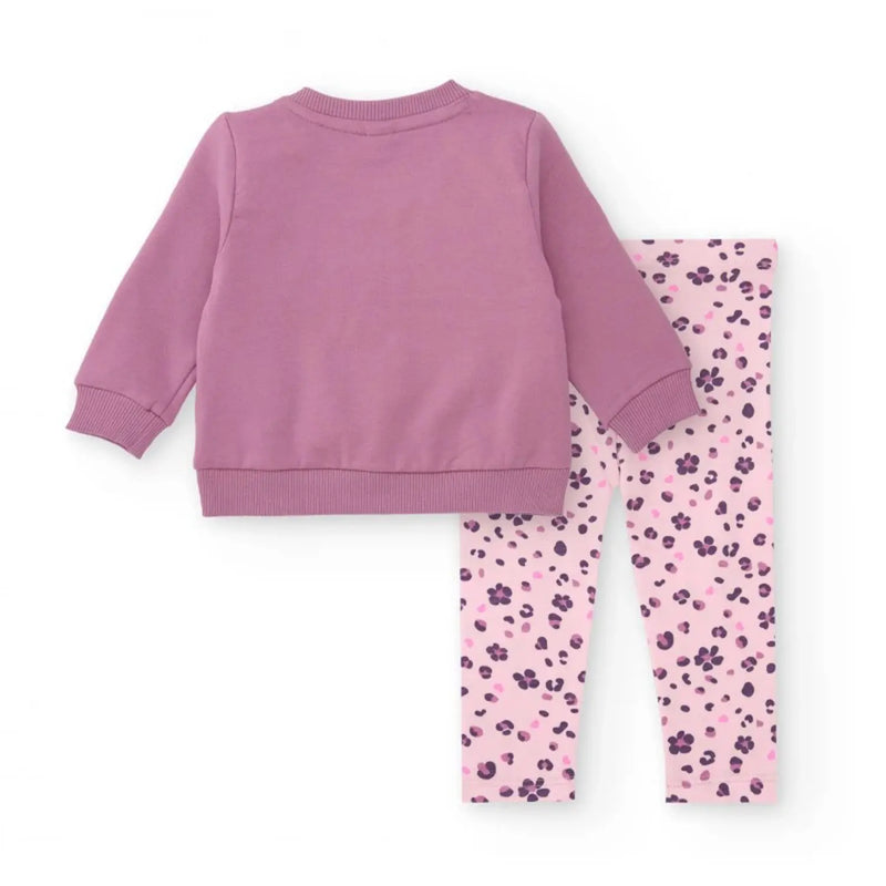 Rear view of the Tuc Tuc leopard print leggings set.