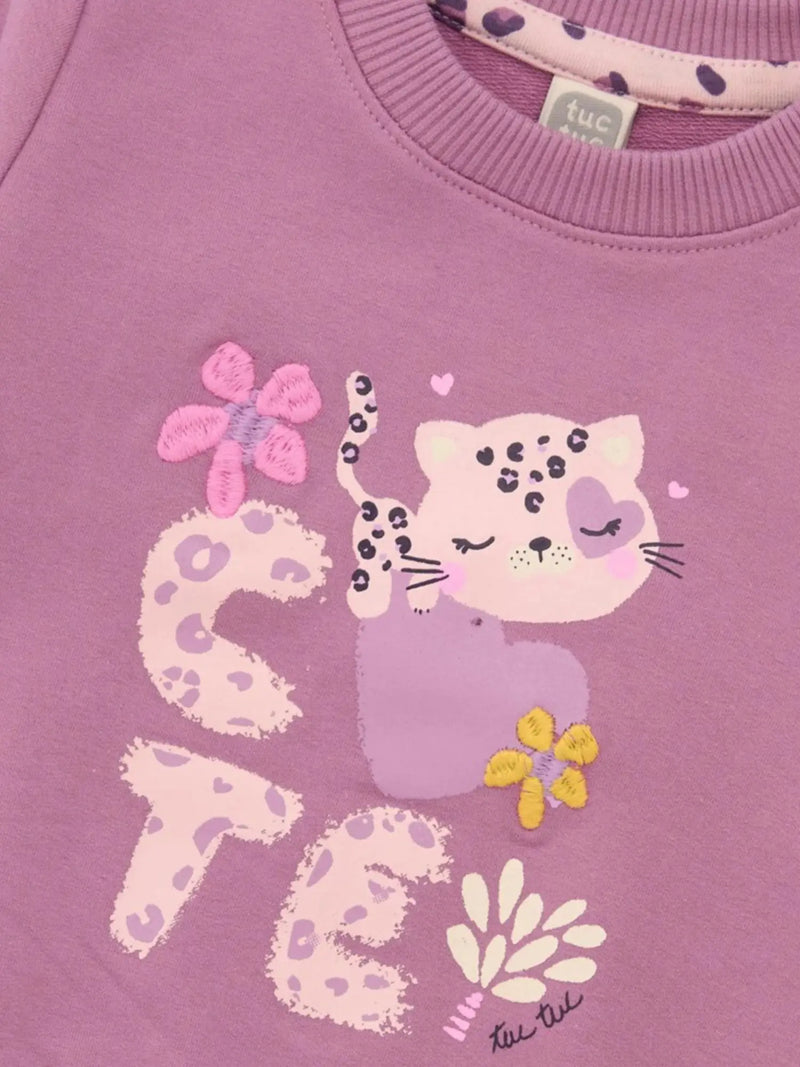 Closer view of the Tuc Tuc mauve sweatshirt.